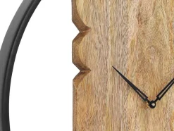 OZAIA Wandklok-Wandklok In Twee Materialen - D61 Cm - Hout En Metaal - Licht Hout En Zwart - Galou