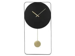 OZAIA Wandklok-Wandklok Van Metaal - L31X H60 Cm - Zwart En Goudkleurig - Fastina