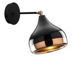 OZAIA Wandlamp-Wandlamp Van Metaal Met Verstelbare Kap Yildo - D17 X H28 Cm - Zwart En Koperkleurig