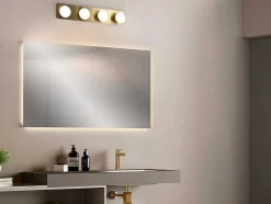 OZAIA Wandlamp-Wandlamp Voor Badkamer Met Ledverlichting Van Metaal, 4 Spots - L40 Cm - Goudkleurig - Morley