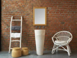 Shower & Design Wastafel-Wastafel Badkamer Op Voet Van Marmer Lanta - Kleur Creme