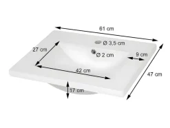 Vente-unique Wastafel-Wastafel Mcw-D16, 61Cm 30Mm Rand