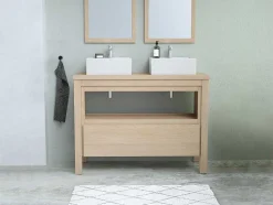 Vente-unique Dubbele Wastafel-Wastafelmeubel Met Dubbele Opzetwastafel - Eikenfineer - 120 Cm - Cosmoti