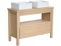 Vente-unique Dubbele Wastafel-Wastafelmeubel Met Dubbele Opzetwastafel - Eikenfineer - 120 Cm - Cosmoti