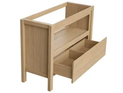 Vente-unique Dubbele Wastafel-Wastafelmeubel Met Dubbele Opzetwastafel - Eikenfineer - 120 Cm - Cosmoti