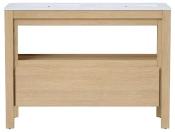 Vente-unique Dubbele Wastafel-Wastafelmeubel Met Inbouwwastafel - Eikenfineer - 120 Cm - Cosmoti