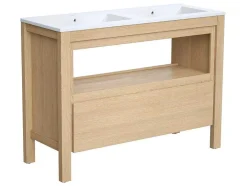 Vente-unique Dubbele Wastafel-Wastafelmeubel Met Inbouwwastafel - Eikenfineer - 120 Cm - Cosmoti