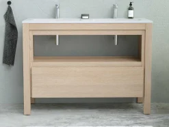 Vente-unique Dubbele Wastafel-Wastafelmeubel Met Inbouwwastafel - Eikenfineer - 120 Cm - Cosmoti