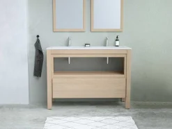 Vente-unique Dubbele Wastafel-Wastafelmeubel Met Inbouwwastafel - Eikenfineer - 120 Cm - Cosmoti