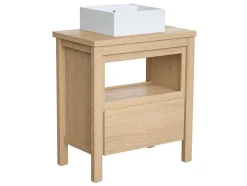 Vente-unique Badkamermeubel Met Enkele Wastafel-Wastafelmeubel Met Opzetwastafel - Eikenfineer - 80 Cm - Cosmoti