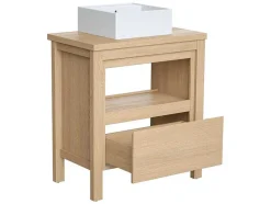 Vente-unique Badkamermeubel Met Enkele Wastafel-Wastafelmeubel Met Opzetwastafel - Eikenfineer - 80 Cm - Cosmoti