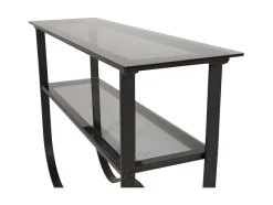 Furniture Fashion Sidetable-Wavy Sidetable Met Plank 34X117 Cm Zwart.