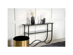 Furniture Fashion Sidetable-Wavy Sidetable Met Plank 34X117 Cm Zwart.