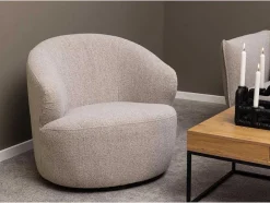 Vente-unique Fauteuil Met Holle Rugleuning-West Fauteuil Draaifunctie, Terugkeer Beige.