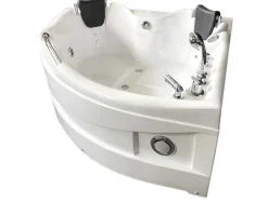 ELITESHOPPING Massagebad-Wit Bubbelbad 150 X 150 Cm Chromotherapie 9 Jets Alyssa