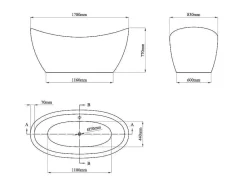 Shower & Design Vrijstaand Bad-Wit Vrijstaand Designbad - 225 Liter - 170 X 83 X 77 Cm - Alda