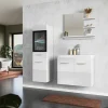 Vente-unique Badkamerkast-Witte Badkamerkolom Met Leds - L30 X B30 X H109 Cm - Laurine