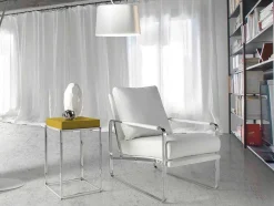 Angel Cerda Fauteuil Kunstleer-Witte Eco-Lederen Gestoffeerde Fauteuil 5026