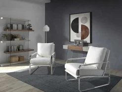 Angel Cerda Fauteuil Kunstleer-Witte Eco-Lederen Gestoffeerde Fauteuil 5026