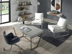 Angel Cerda Fauteuil Kunstleer-Witte Eco-Lederen Gestoffeerde Fauteuil 5026