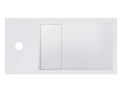 Shower & Design Muurkast Badkamer-Witte Hangende Wastafel Van Solid Surface Met Nis - Kraan Links - 40 Cm - Pumori
