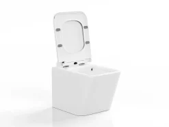 Vente-unique Hangend Toilet-Witte Hang-Wc Van Keramiek Zonder Rand - Clemona