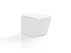 Vente-unique Hangend Toilet-Witte Hang-Wc Van Keramiek Zonder Rand - Clemona