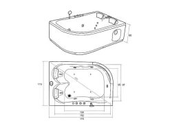 ELITESHOPPING Massagebad-Witte Hottub 170 X 115 Cm Voor 2 Personen 15 Jets Dahlia