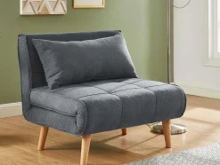 Vente-unique Uitklapbare Fauteuil-Xl Eenpersoons-Slaapbank Chila Van Stof - Grijs