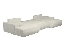 Vente-unique Xxl Hoekbank-Xxl Hoekslaapbank Van Beige Ribfluweel Amelia
