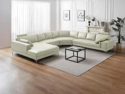 LINEA SOFA Xxl Hoekbank-Xxl Zevenzitsbank Hoogwaardig Leer Donatello Ii - Ivoor - Hoek Links