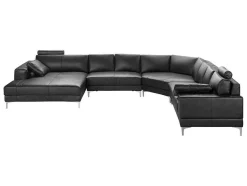 LINEA SOFA Xxl Hoekbank-Xxl Zevenzitsbank Hoogwaardig Leer Donatello Ii - Zwart - Hoek Links