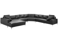 LINEA SOFA Xxl Hoekbank-Xxl Zevenzitsbank Hoogwaardig Leer Donatello Ii - Zwart - Hoek Links