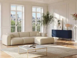 Maison Céphy Zitbank-Xxl-Hoekbank Met Hoek Rechts In Beige Textuurstof Pogni Van Maison Cephy