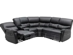 Vente-unique Hoekbank-Xxl-Relaxhoekbank Van Zwart Kunstleer - Canby