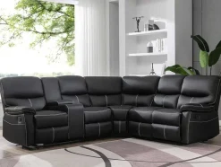 Vente-unique Hoekbank-Xxl-Relaxhoekbank Van Zwart Kunstleer - Canby