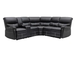 Vente-unique Hoekbank-Xxl-Relaxhoekbank Van Zwart Kunstleer - Canby
