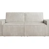 Vente-unique 2En 3-Zitsbank-Zitbank 2 Plaatsen Beige Ribfluweel Amelia