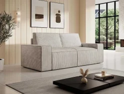 Vente-unique 2En 3-Zitsbank-Zitbank 2 Plaatsen Beige Ribfluweel Amelia