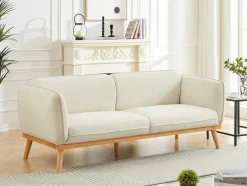 Vente-unique Scandinavisch-Zitbank Met 3 Plaatsen En Bekleding In Beige Textuurstof Fanira