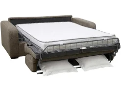 Vente-unique Slaapbank Met Matras-3-Zits Express Slaapbank Van Olijfgroene Stof - Matras 14 Cm - Bevis