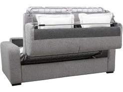 Vente-unique Slaapbank Met Matras-3-Zits Express Slaapbank Van Grijze Stof - Matras 18 Cm - Bevis
