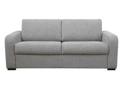 Vente-unique Slaapbank Met Matras-3-Zits Express Slaapbank Van Grijze Stof - Matras 18 Cm - Bevis