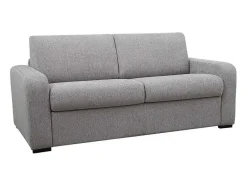 Vente-unique Slaapbank Met Matras-3-Zits Express Slaapbank Van Grijze Stof - Matras 18 Cm - Bevis