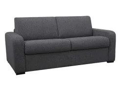Vente-unique Slaapbank Met Matras-3-Zits Express Slaapbank Van Antraciete Stof - Matras 18 Cm - Bevis