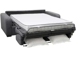 Vente-unique Slaapbank Met Matras-3-Zits Express Slaapbank Van Antraciete Stof - Matras 18 Cm - Bevis