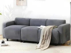ModernLuxe Driezitsbank-3-Zitsbank In Chenille-Stof Met 2 Kussens - Slaaphoogte 211 Cm - Grijs