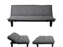 Vente-unique Klik-Klak En Bz Slaapbank-3-Zitsbank Mcw-C87, Textiel, Donkergrijs