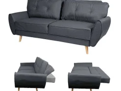 Vente-unique Klik-Klak En Bz Slaapbank-3-Zitsbank Mcw-J19, Stof/Textiel Antraciet