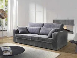 Vente-unique Speciale Modellen Zitbanken & Fauteuils-3-Zitsbank Mondovi Van Ribfluweel - Grijs